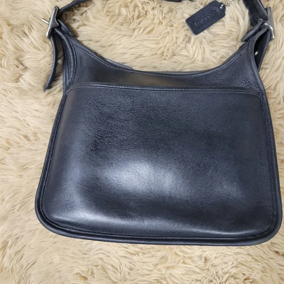 Vintage Coach 9966 Legacy Zip Crossbody Bag Black Silver Hardware